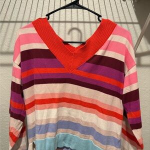 CAbi V-Neck Sweater - Red, Pink, Purple, Cream
